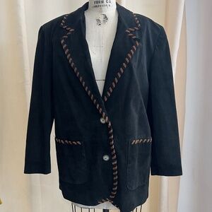 Vintage La Nouvelle Renaissance Suede Leather Jacket - Size Large